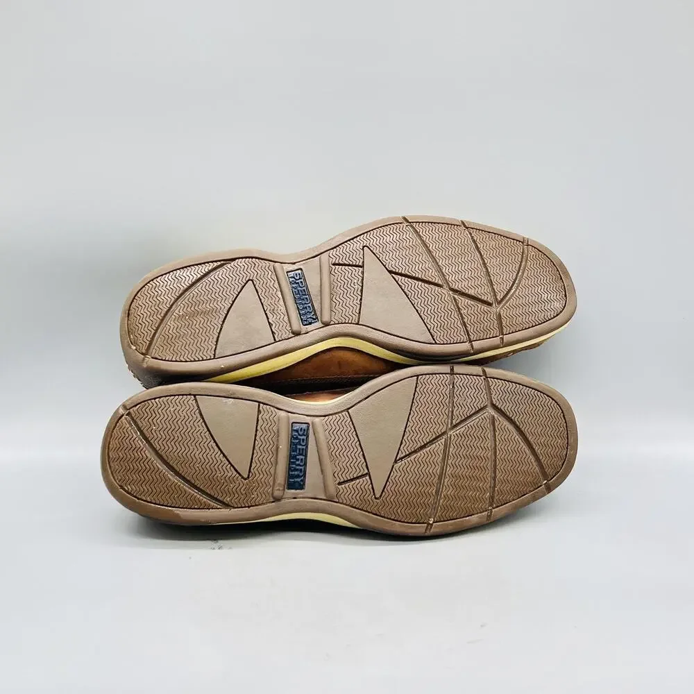 Sperry Shoes Men 13 Brown Leather Top Sider Lanyard Boat Deck Moc Toe Casual